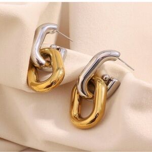 Gold and Silver Link Earrings